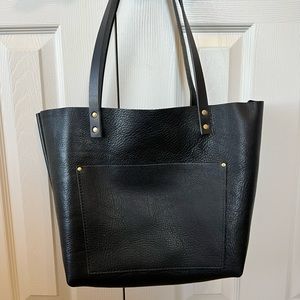 Portland Leather Goods Large Black Pebbled Tote New